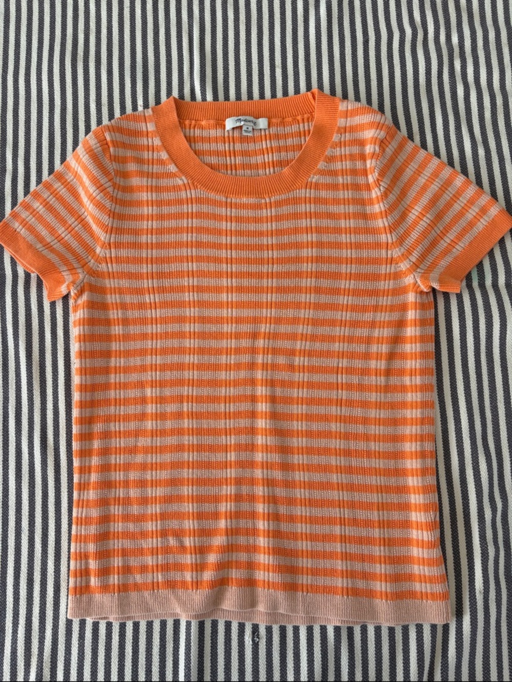 Madewell Orange and Beige Striped Knit Top